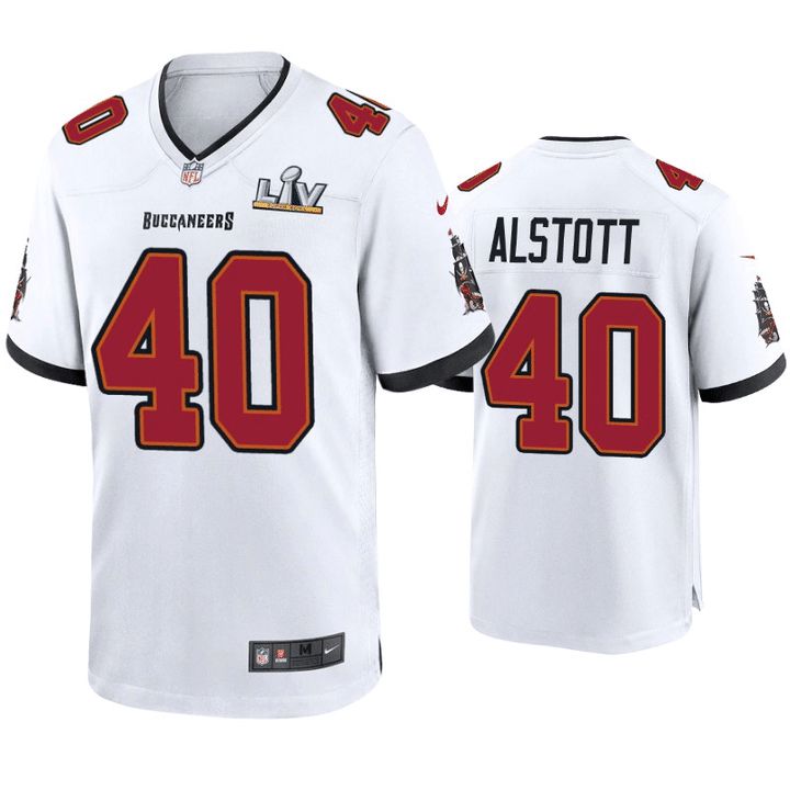 Men Tampa Bay Buccaneers #40 Mike Alstott Nike White Super Bowl LV Game NFL Jersey